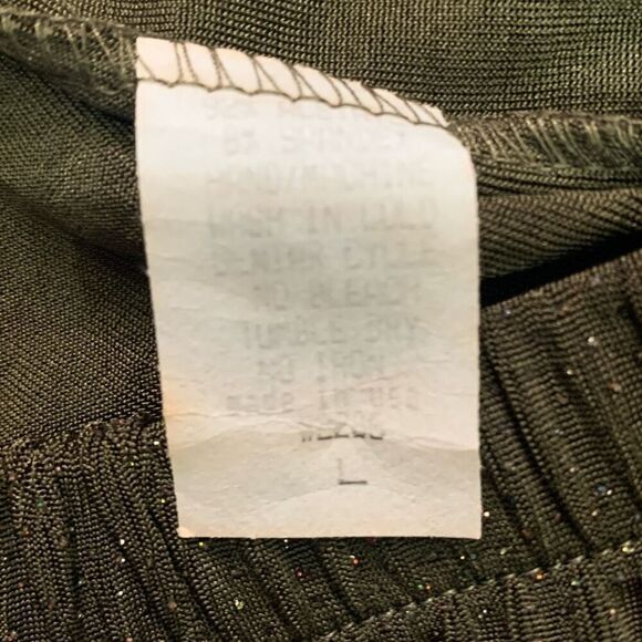 Womens Sz‎ Large Pull On Wide Leg Pants Holiday Olive Green All Over Sparkle USA - Picture 2 of 6